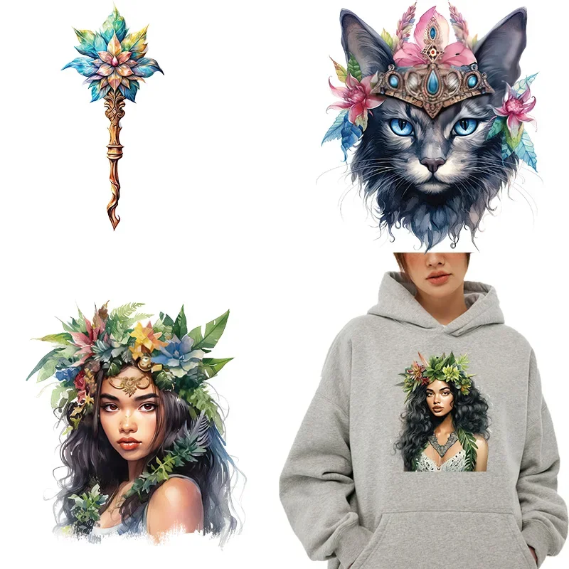 Princess Castle Jungle Cat Magic wand iron on transfer for clothing dtf transfers ready to press Heat Transfer Printing