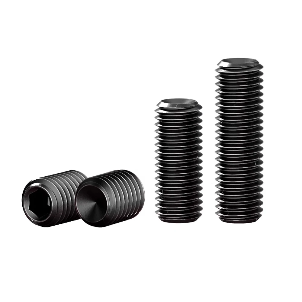 DIN916 Hex Socket Headless Set Screws - Grade 12.9 Alloy Steel, Cup Point, UNC/UNF Threads (2# 4# 6# 8# 10# 12#)