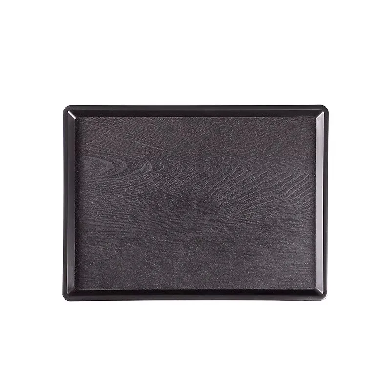 Rectangular Black Frosted Relief Plastic Tray Hotel Tray European Style Tea Cup Tray