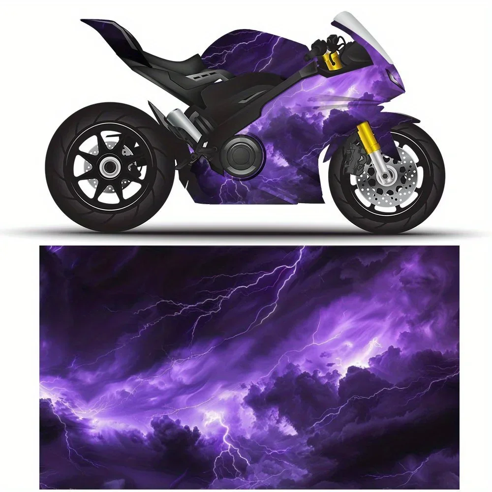 Purple Lightning Glow Motorcycle Stickers, Durable Car Vinyl Wraps Suitable for Most Vehicles, Car Body Sticker Film