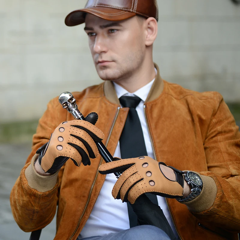 fashion-autumn-deerskin-leisure-men-genuine-leather-gloves-wrist-breathable-unlined-100-deerskin-driving-gloves-free-shipping
