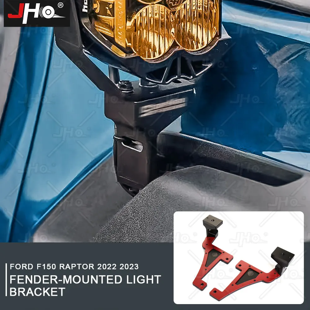 

JHO Fender Mount Bracket Baja Lights Holder Aluminium and Stainless Fit For Gen3 Ford F150 Raptor 2022 2023 Accessory 1 Pair