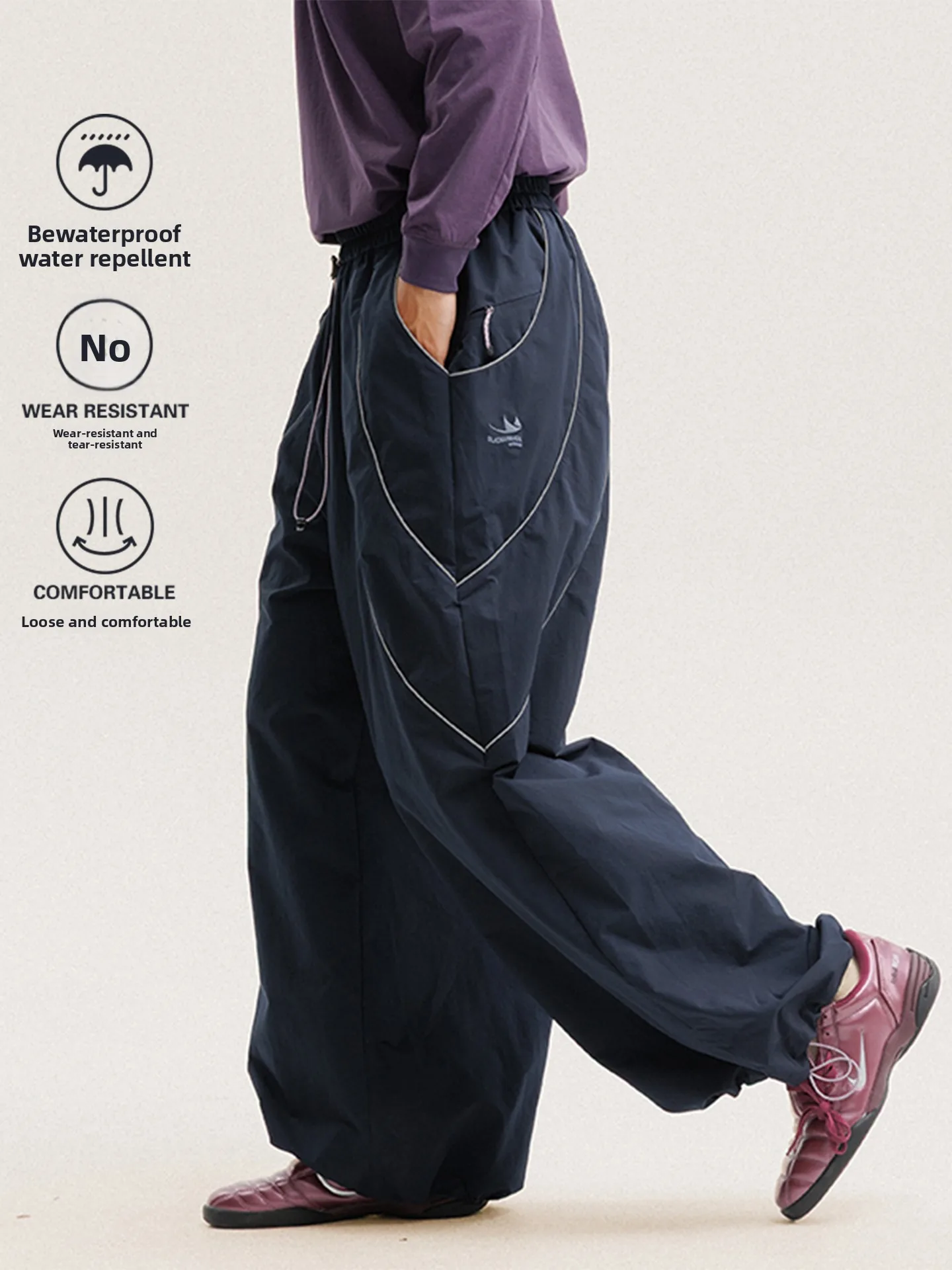 

Outdoor Workwear Soft ell Trousers Men's Casual Loose Reflective Spor Wide Leg Long Pants Tee-Proof Hiking Trousers