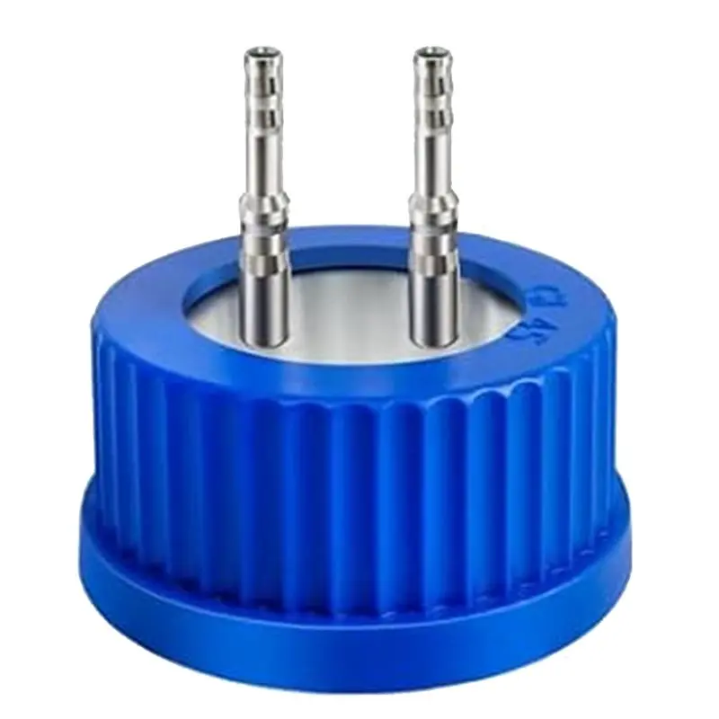 【THANKSGIVING DAY】2X 304 Stainless Steel GL45 Safety Bottle Cap For Laboratory Use, Large Size, Autoclavable 2-Port