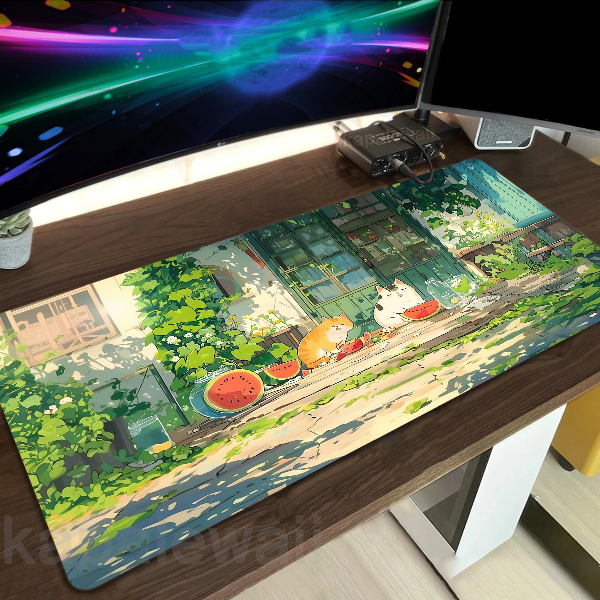 Kawaii Cat Mouse Pad Anti-slip Gamer Mousepad Notebook Office Accessories For Desk Mat Locking Edge Game Keyboard Pads 800x300mm