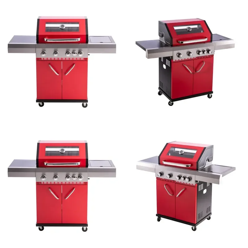 Stainless Steel Outdoor BBQ Grill Windproof Charcoal Barbecue for Garden Patio Villa American Style Grilling