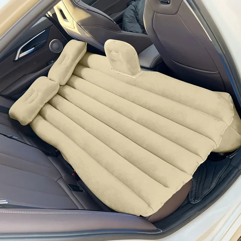 Cama inflable de tela ambiental flocada para coche, cojín de aire, cama portátil de viaje para la mayoría de los coches pequeños, ultrasuave