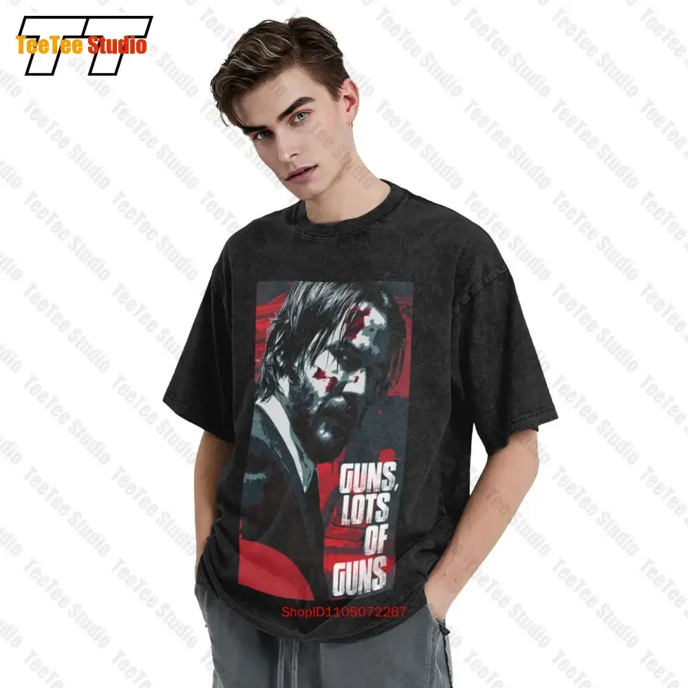 جون ويك 3 بنادق الكثير من البنادق خمر تي شيرت كبير الحجم WAY3