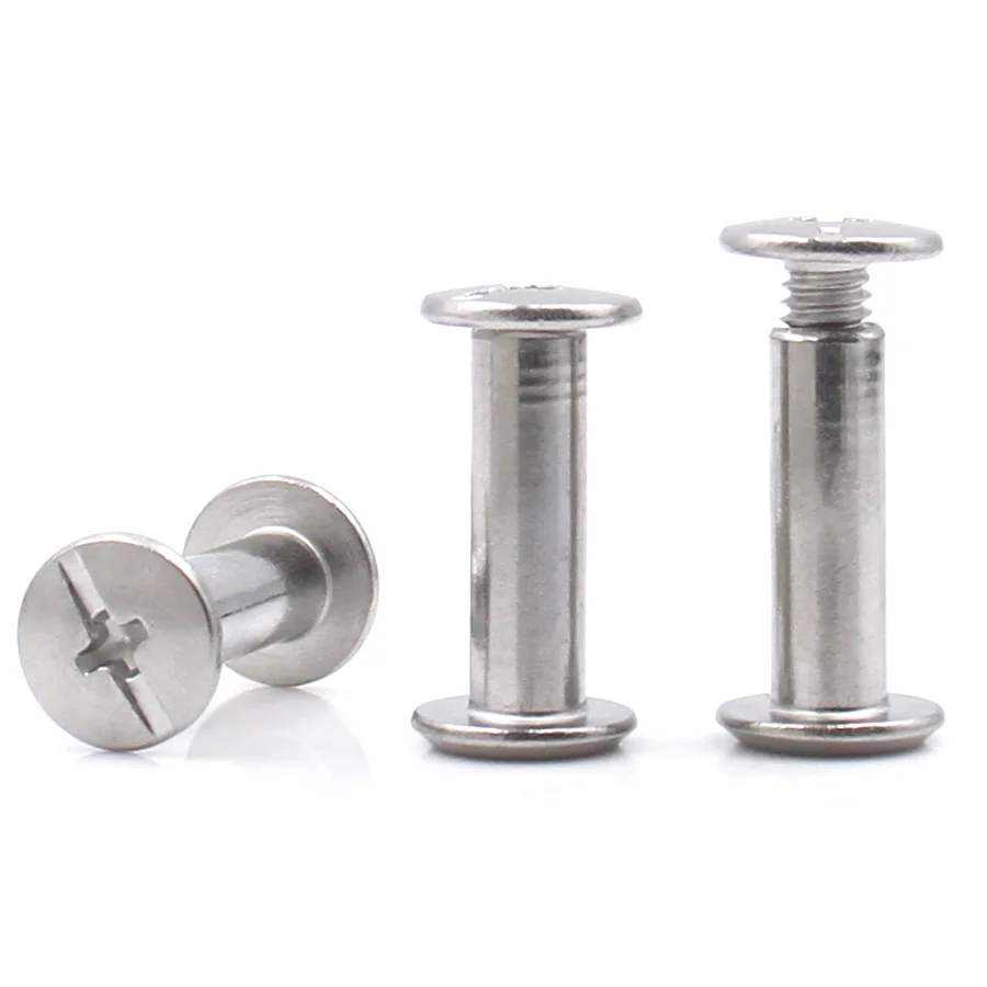 10pcs 304 Stainless Steel Phillips Chicago Screws Cross Recessed Binding Screw Post Rivets M3 M4 M5 M6