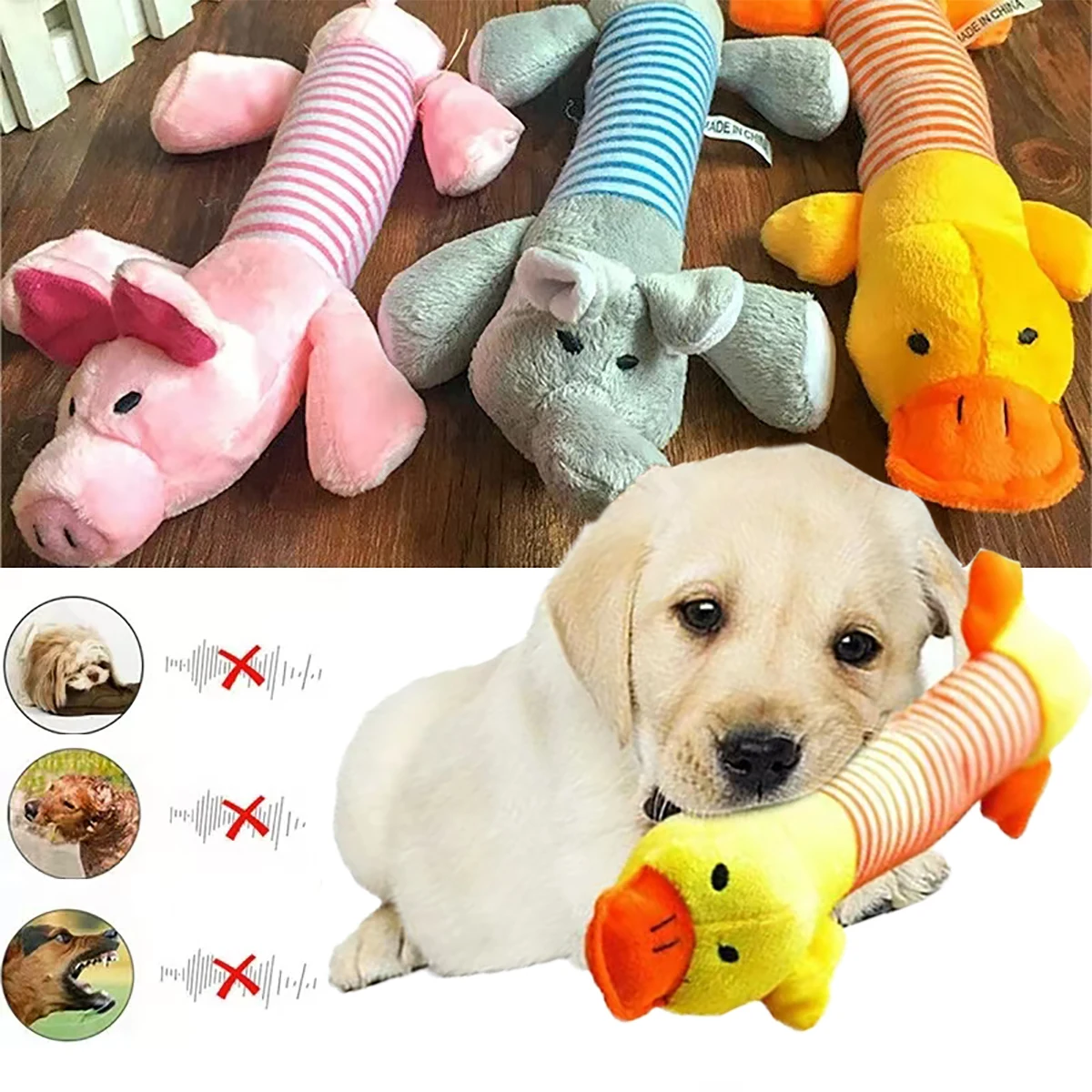 

3pcs Dog Toys Squeaky Pet Toys Cute Animal Plush Sound Toys Puppy Chewing Teething Toys Non-Toxic Pet Supplies Dog Accessories