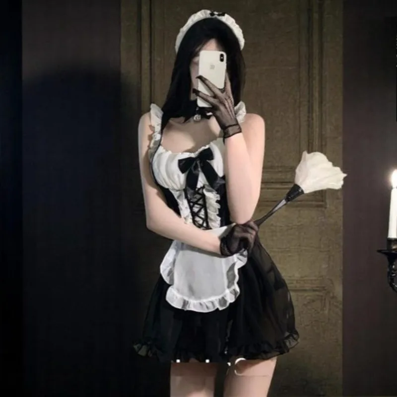 

Elegant French Maid Cosplay Costume - Women's Sexy Black And White Gothic-style Dress Set For Halloween Stage Performances 2025