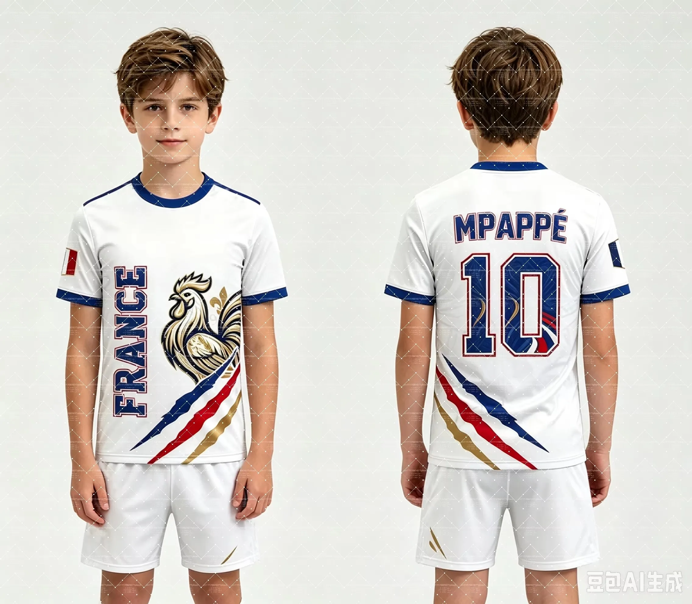 2026 Hotsale Nr. 10 Mbappé Fußball-Trikot & Shorts-Set, Einzelnes Oberteil Verfügbar, Frankreich-Flagge, Fans, 2-teiliges Sommer-Set für Kinder – Detail 11
