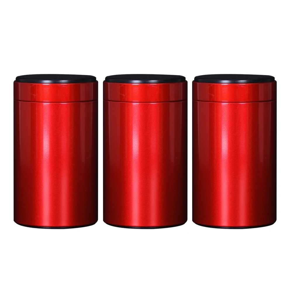 

3pcs Sealed Tinplate Can Airtight Storage Jar for Travel Container Sugar Cannister Red Home Office Use Gift Packing Box