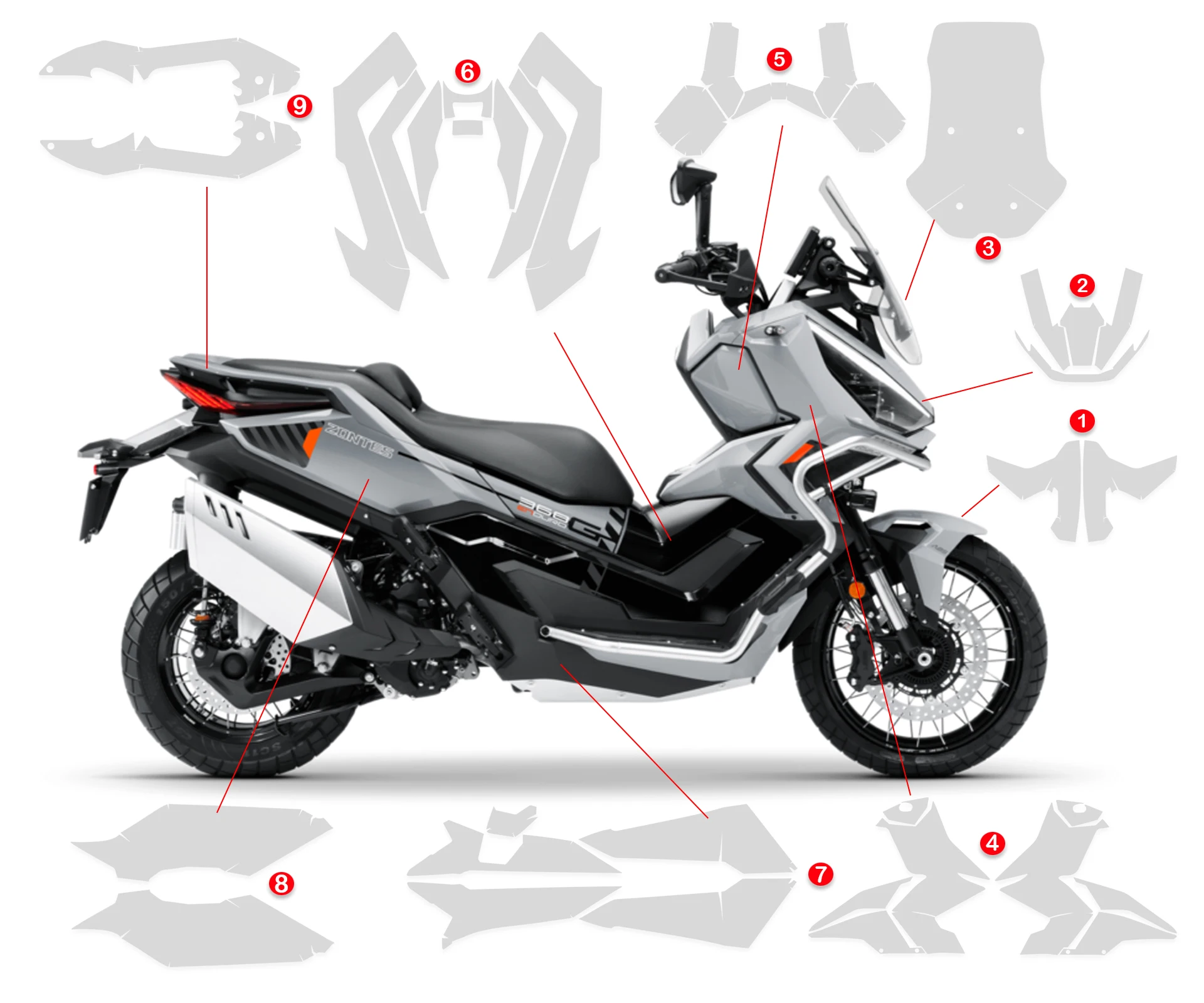 For ZONTES 368G 368 G 2024 Motorcycle Invisible Paint Protection TPU Film 368 G 368G Set Body Fairing Transparent Stickers