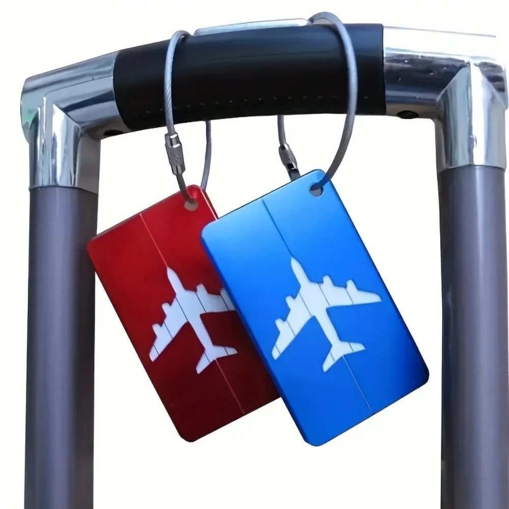 Étiquette de bagage de voyage en aluminium de qualité supérieure, durable, avec porte-cartes de visite, accessoire de voyage tendance