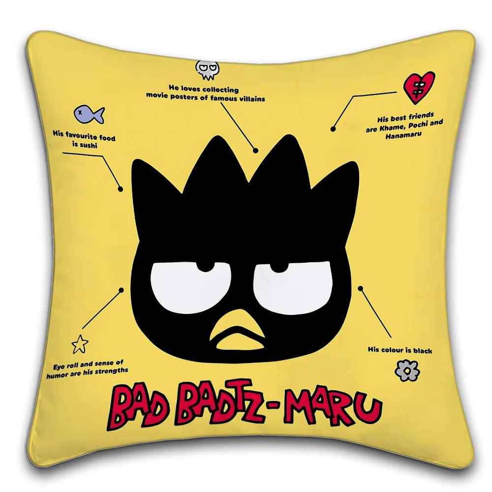 Sanrio BadBadtz-maru Anime  Personalized Pillow Cover Kids Bedroom Wild Party Decor Pillowcase kid Birthday shower Gift