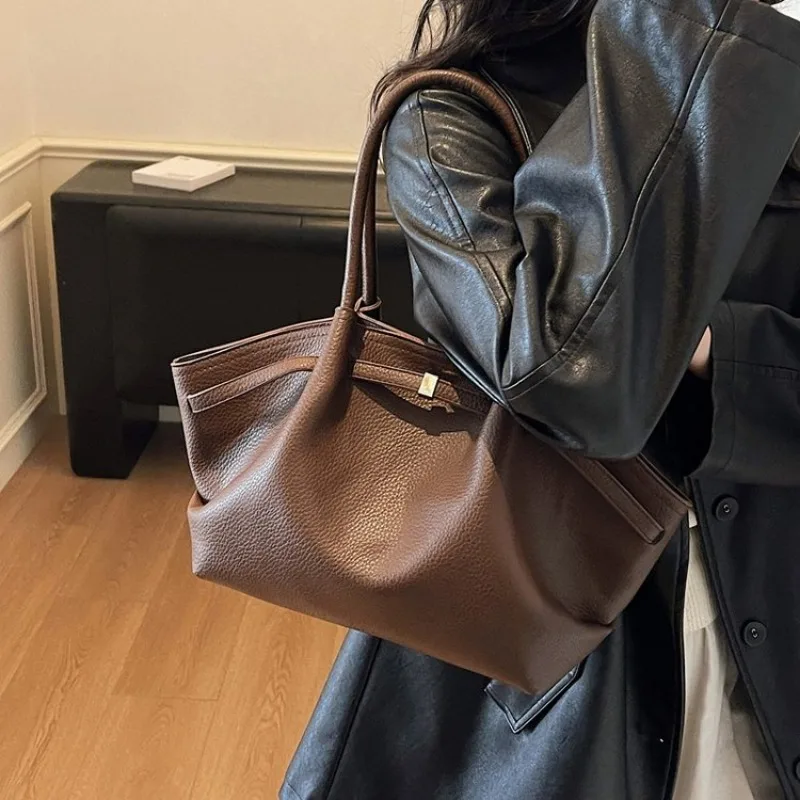 Elegant Structured Diaper Bag Handbag One Shoulder Bookstore Browse Multi-Pocket Exquisite Portable Trendy Simple Versatile
