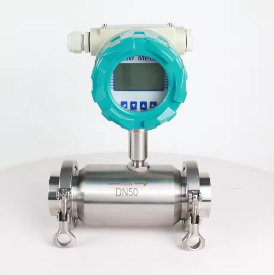 

LWGY Turbine sanitary type flowmeter food beverage industry Turbine flow meter tri clamp 1'' 2''