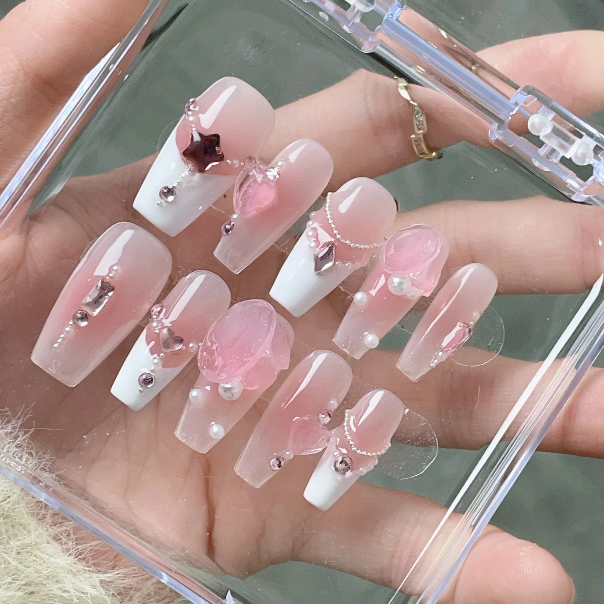 

Искусственные акриловые ногти Rosa Nail, модный дизайн под заказ, розовые Типсы, искусственные ногти для французского маникюра