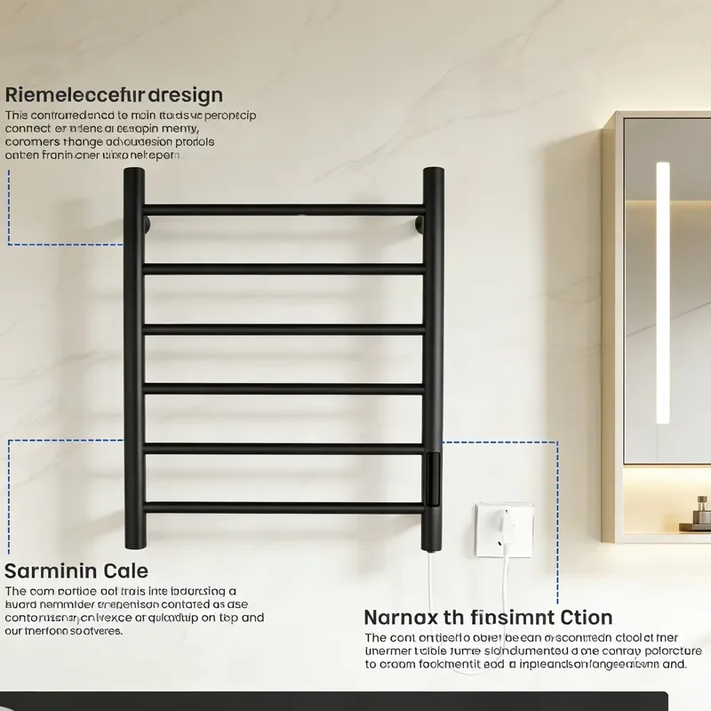 Wall Mounted Electric Towel Rack 6 Layer Stainless Steel Waterproof Space Saving Embedded Bathroom Heater Durable Eco