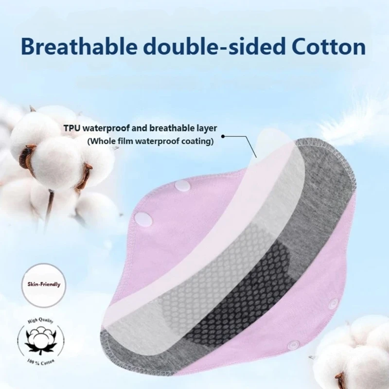 5Pcs Random Color Cotton Absorbent Pads Thin Washable Pads With Anti Leakage Design For Comfortable Wear T4MB