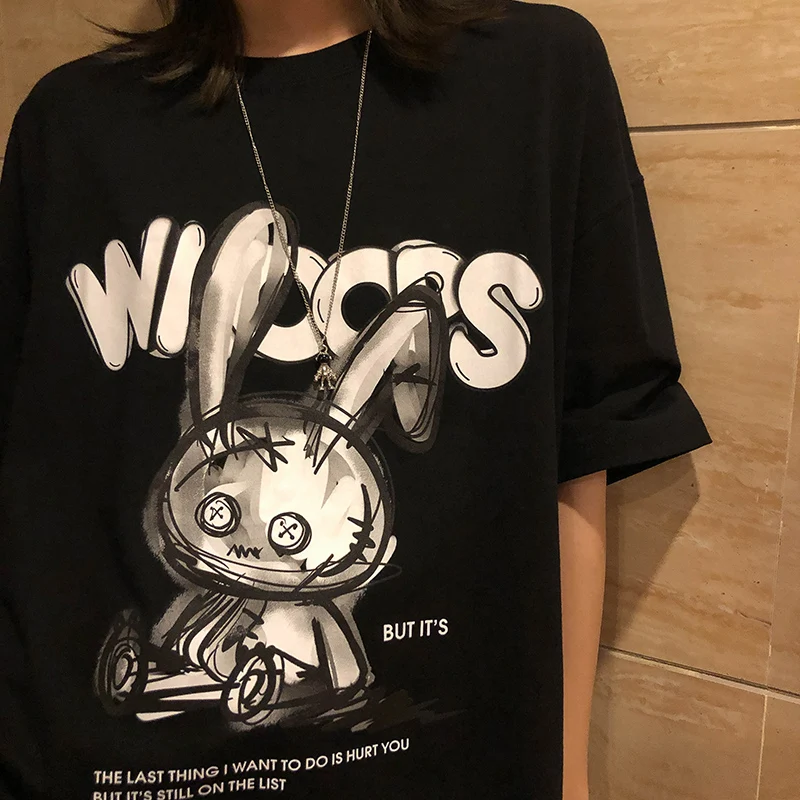 Women T-shirts Crop Tops Y2k Women T-shirt Tops Summer Gothic Casual Oversized Hip Hop Streetwear Harajuku Short Sleeve Tshirt