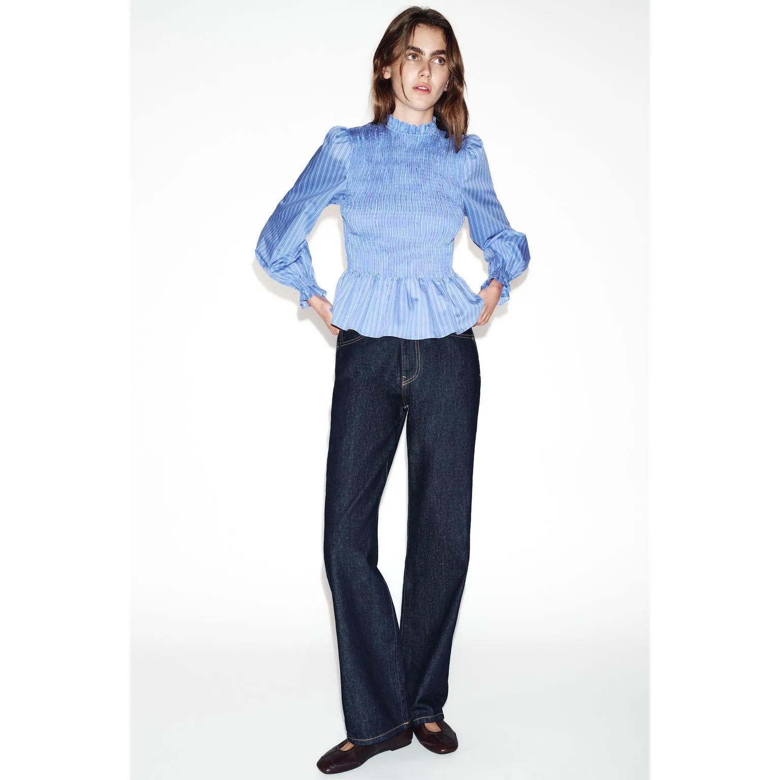 Fashionable Honeycomb Pattern Slim Fit Shirt Women's Commute Style Polyester Fiber Long Sleeve round Neck Regular Length