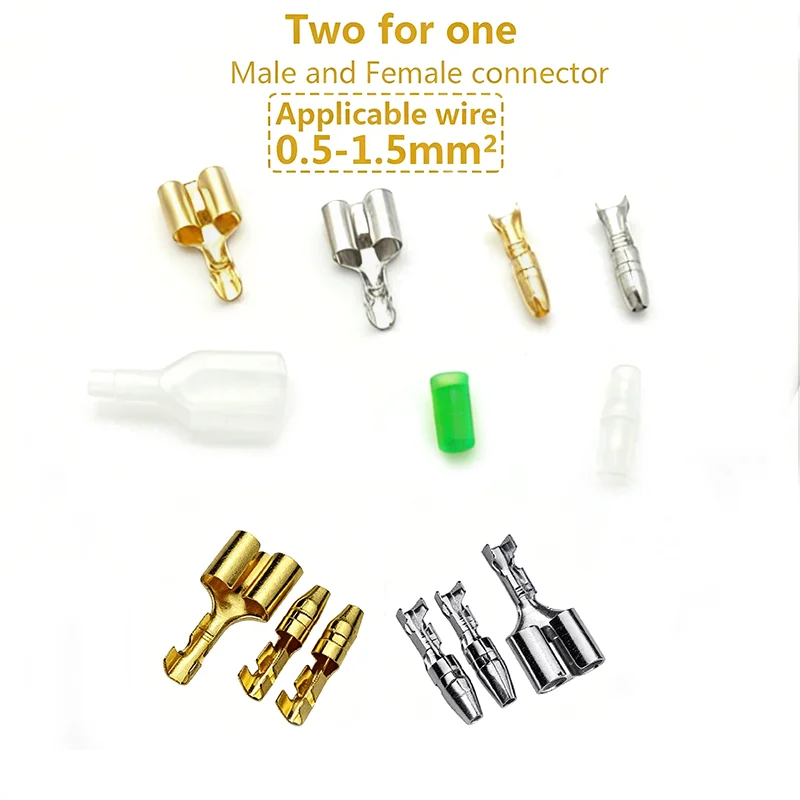 50Sets 4mm Diameter Double Bullet Terminal Car Electrical Wire Connector 4.0 Male Female 1:2 with Transparent Sheath