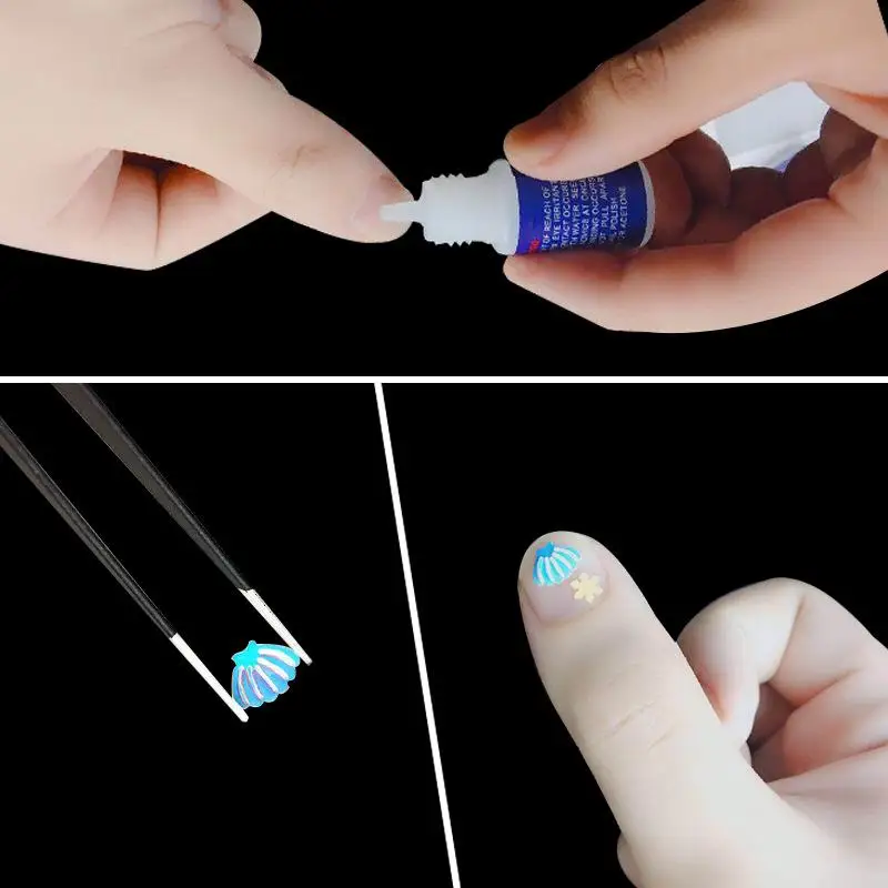 New 1/5PCS 7/3g Quick Drying Nail Glue Super Strong Nail Rhinestones Glue For Acrylic Fake Tips Nail Bond Brush Gel Glue Mani