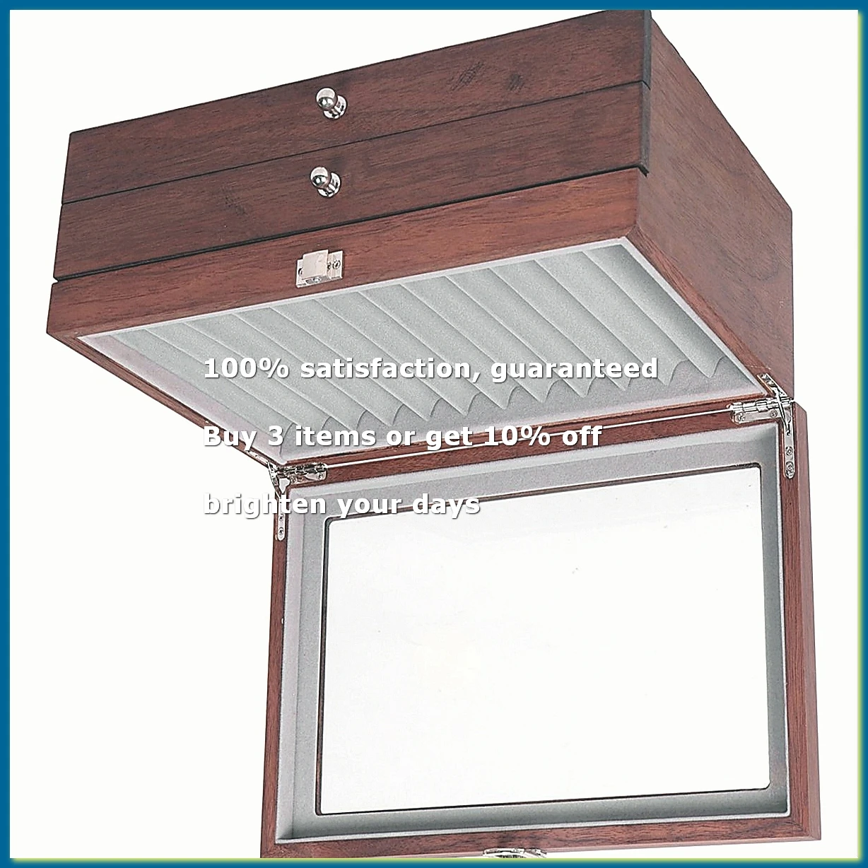 ●34 Grid Walnut Pen Storage Case Luxury 3 Layer Pen Display Organizer Transparent Window Fountain Box Pen-Collection