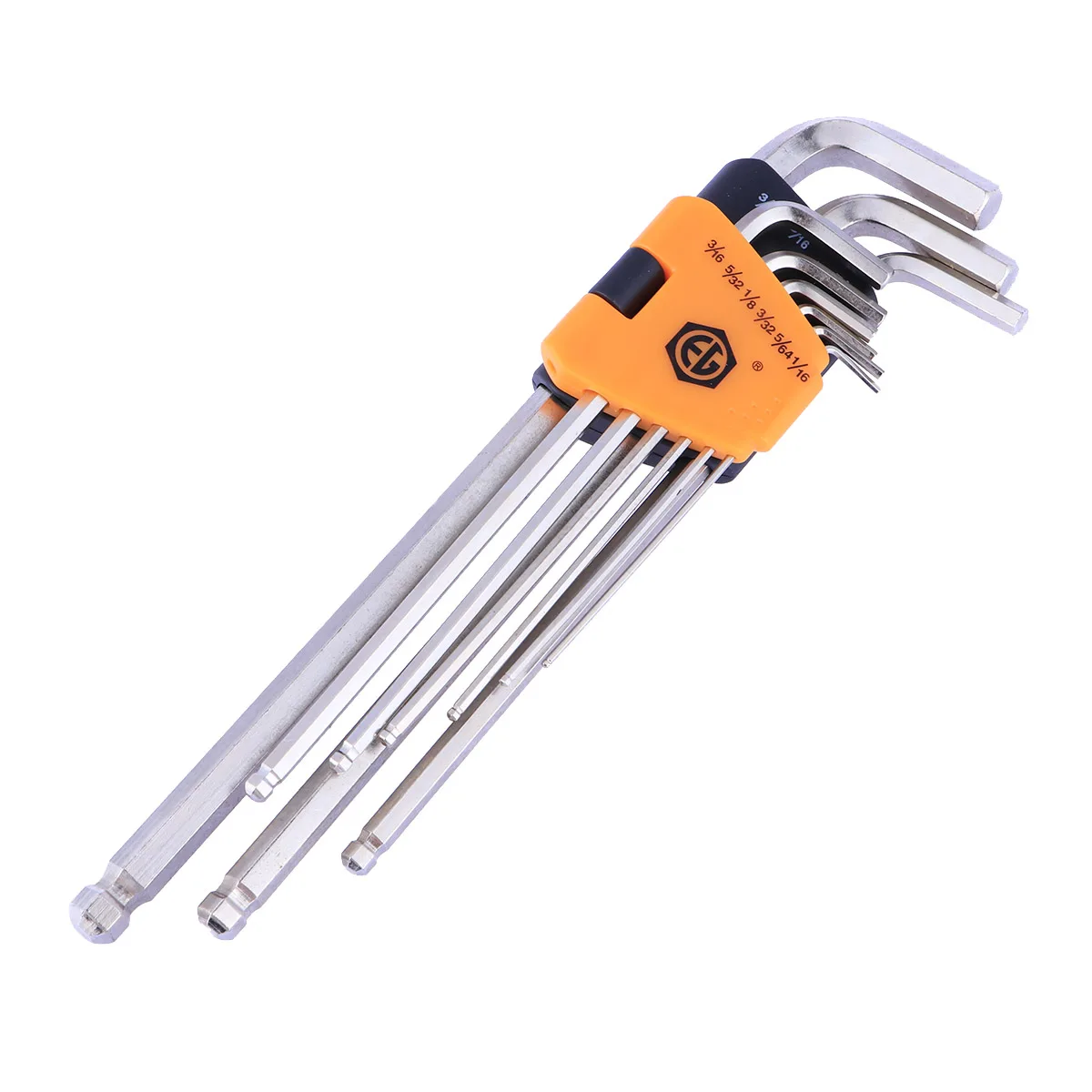 

9 pc L-Shaped Allen Wrench Nickel Plated Steel Durable Repair Tool Compact Key Ring Storage Wrench Key Set Combo Hand Tool Set