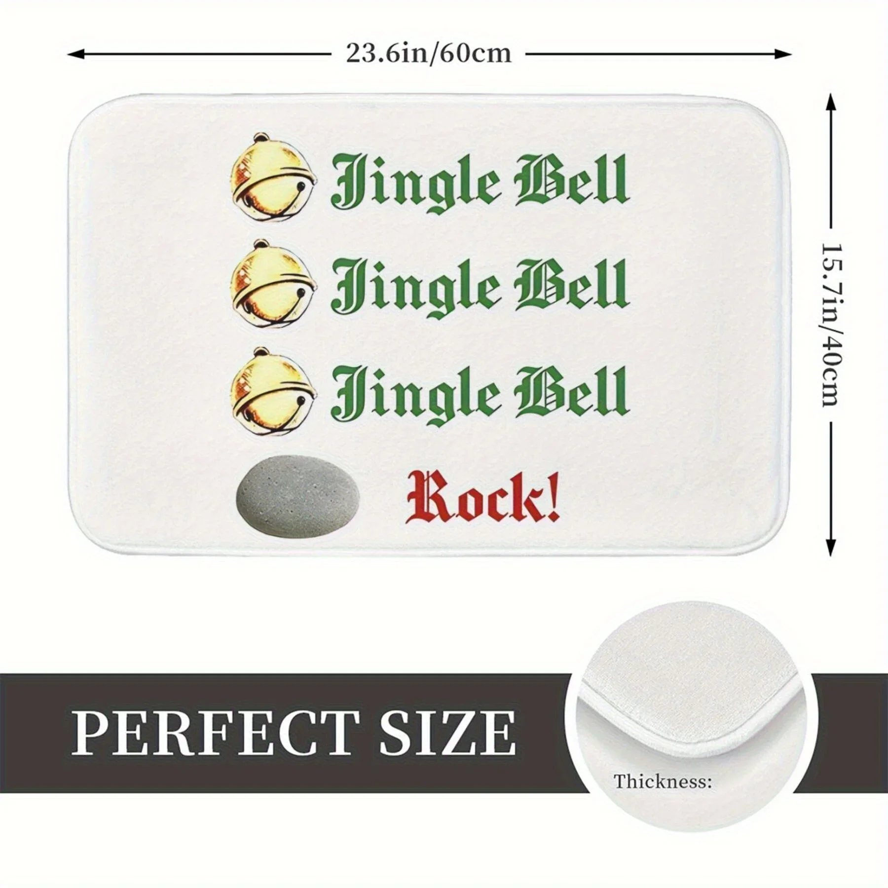 Jingle Bells! Christmas Door Mat-Lightweight, Non-Slip, Machine Washable Polyester Welcome Mat, Suitable for Bathroom, Bedroom