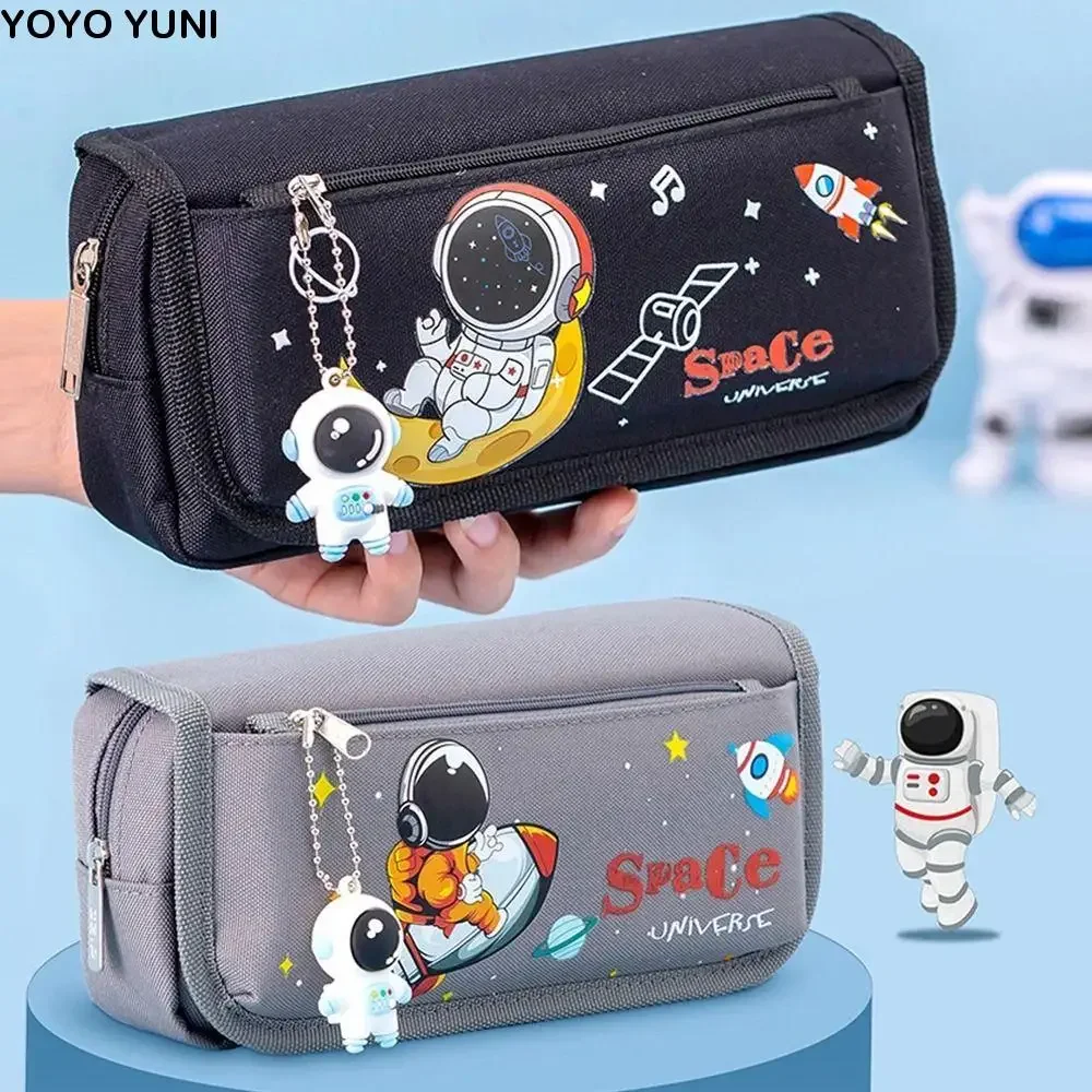 

Studen Large Capacity Astronaut Pencil Case Double Layer Cartoon Stationery Bag Canvas Kawaii Pencil Bag School Supplies