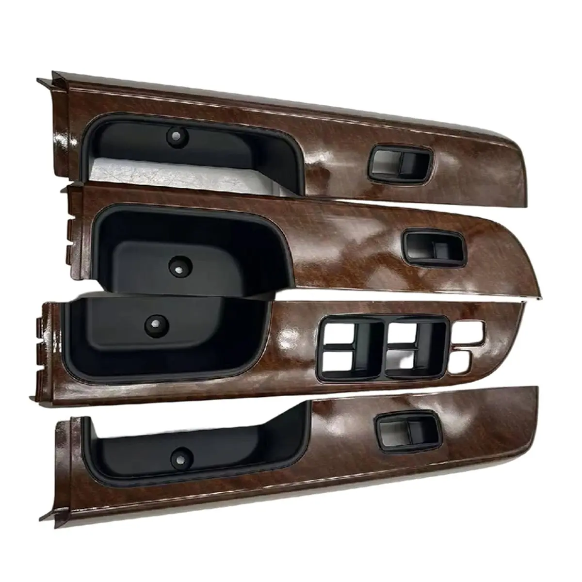 AMAW 4pcs/Set Interior Wooden Window Switch Panel Armrest Button Cover 74232-0K620 for Nissan Patrol Y61 05-23 742320K620 B