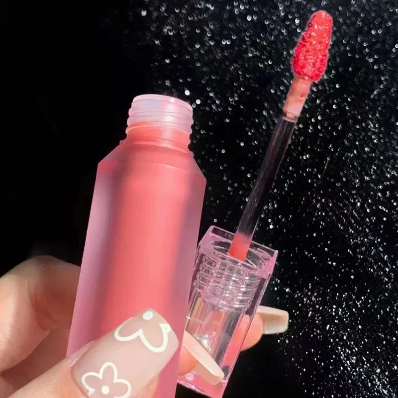 チェリーピンクミラーウォーターリップグロスリップグレーズ透明ガラス唇きらめく細かい真珠がリップカラーを明るくします