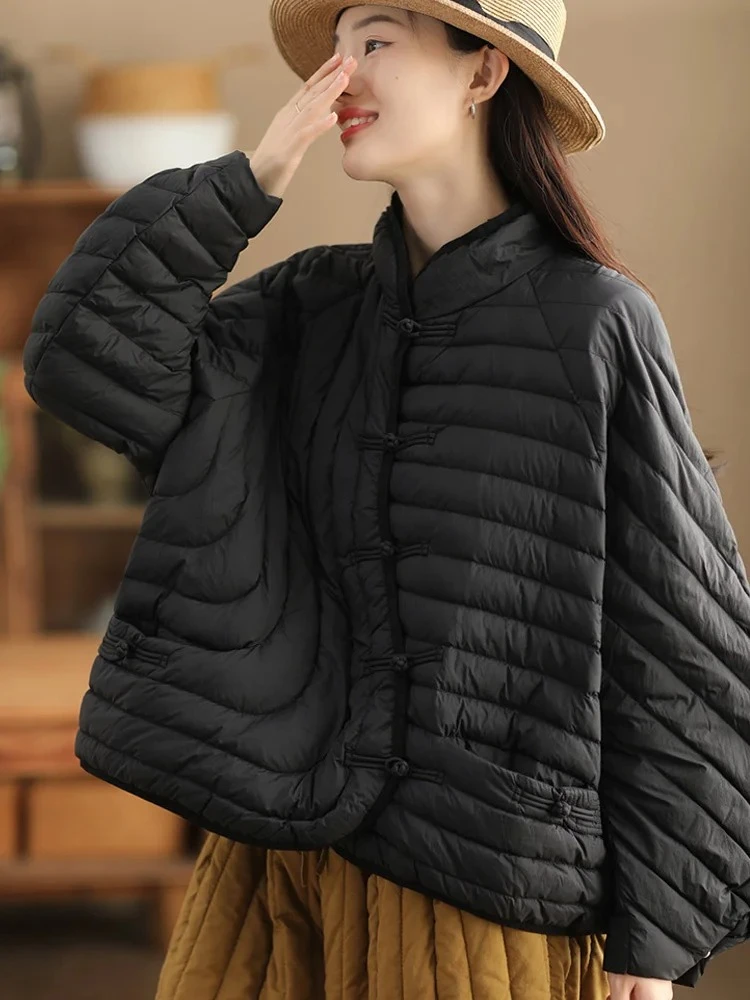 2025 Donne Autunno Inverno Oversize Allentato Causale Breve Piumino 90% Ultra Leggero Piumino D'anatra Bianca Vintage Parka Femminile