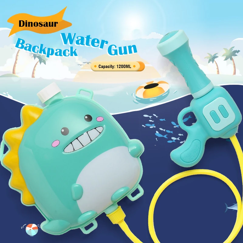 Children's Backpack Water Gun with Soft Animal Water Bag Pull-Out Spray Splashing Water Guns Outdoor Beach Kids Boys Girls Toys