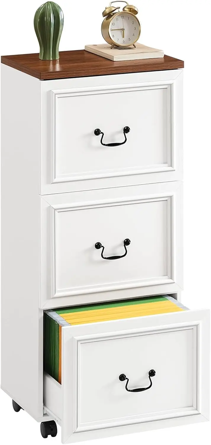 3 Drawer File Cabinet, Rolling File Cabinet for Home Office, Wooden Under Desk Storage, Printer Stand with Drawers, for A4/Lette