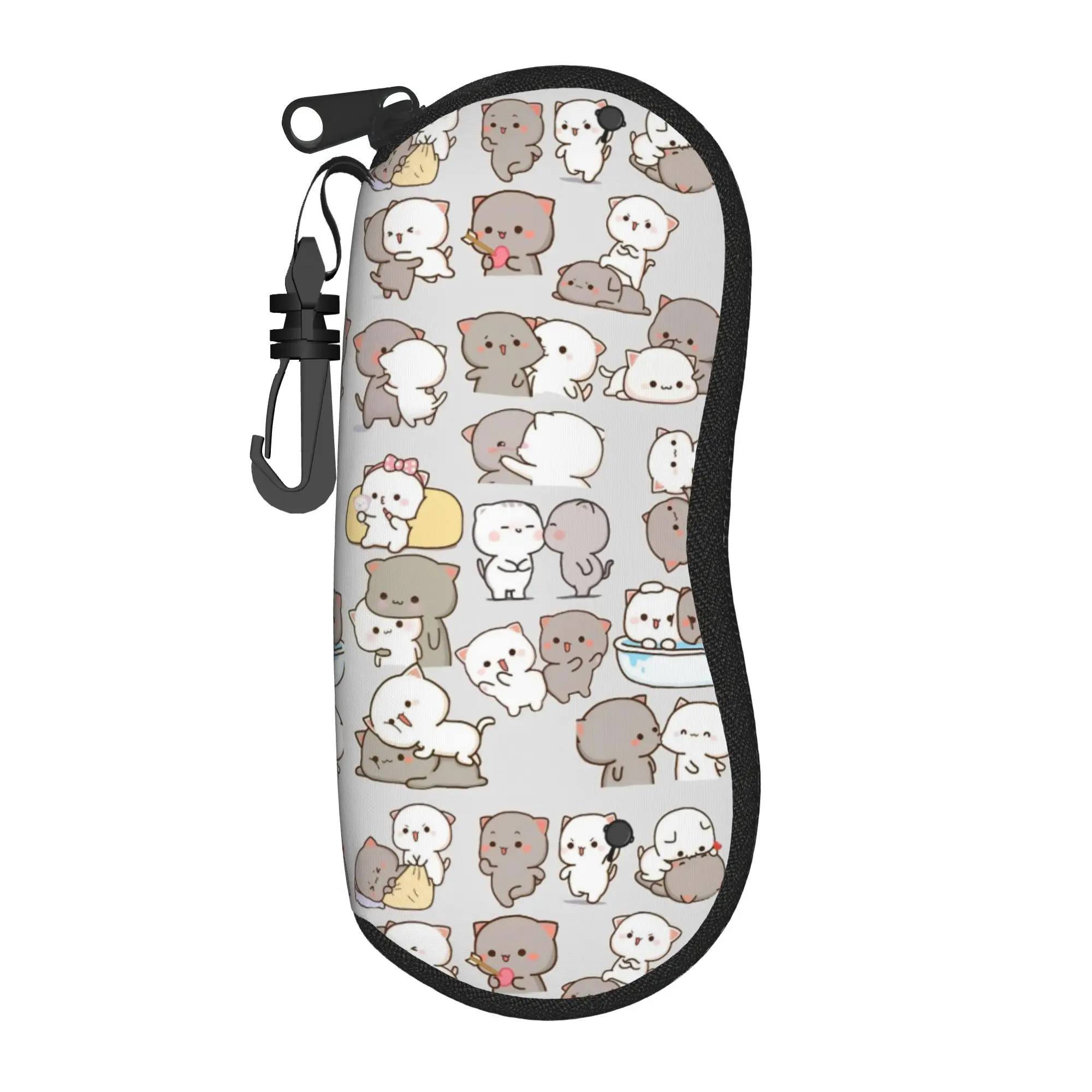 Peach and Goma Cute Mochi Cat Glasses Case Unisex Travel Zipper  Glasses Protector Print Eyeglasses Box