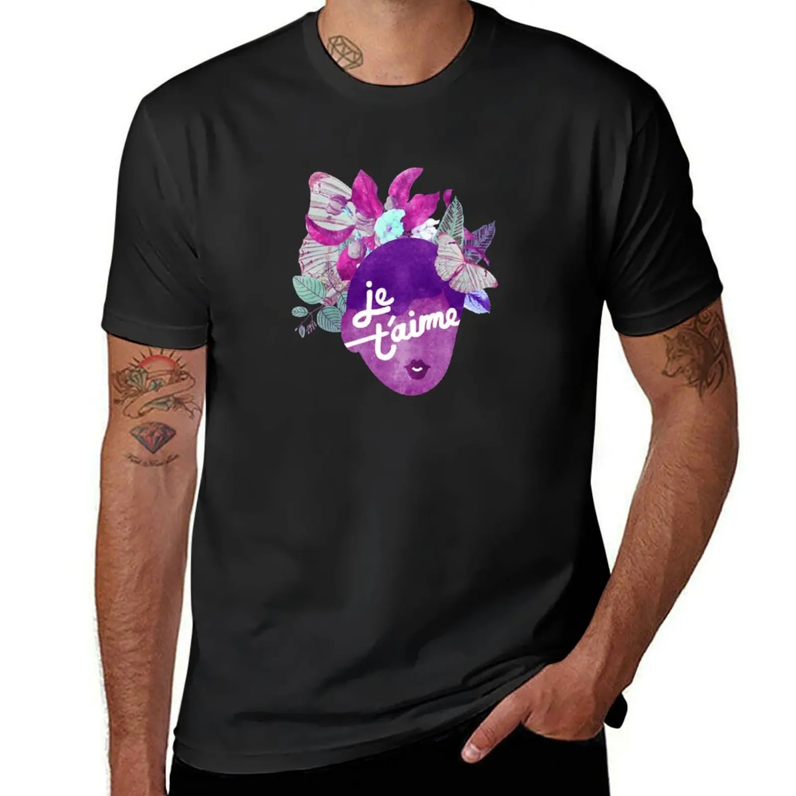 Je T'aime Botanical Print T-Shirt hippie clothes customs mens t shirts pack