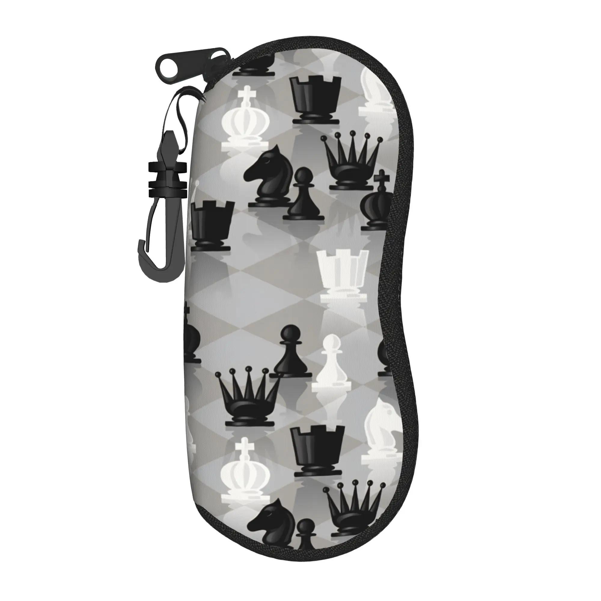 Chess Pattern Game Pieces   Glasses Case  Sunglasses Case Travel Vintage Eyewear Accessory Print Men Women Eyeglass Protector