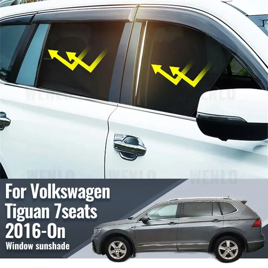 

For Volkswagen VW Tiguan Allspace 2016-2023 2024 Magnetic Car Sunshade Front Windshield Frame Curtain Rear Side Window Sun Shade