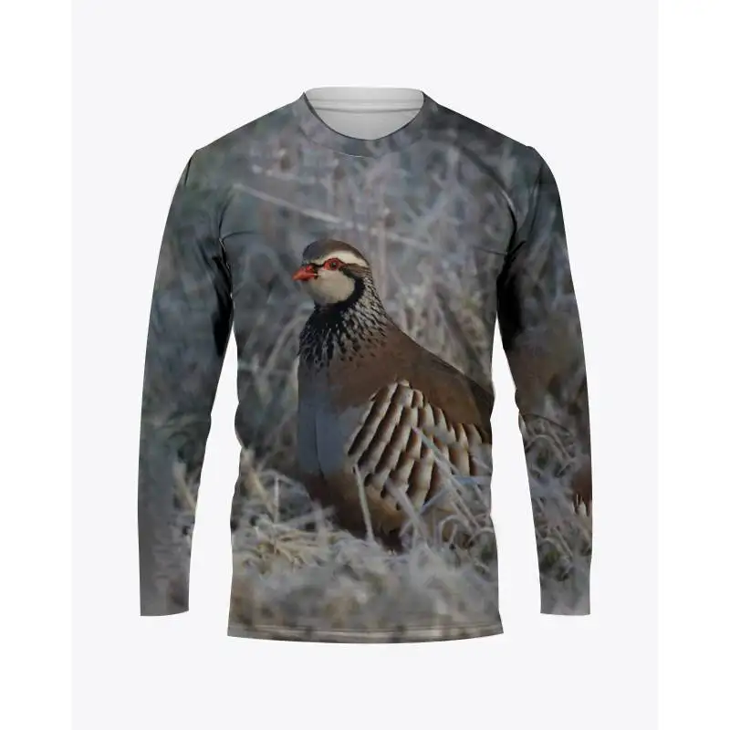 Camouflage Hunting Animals Quail Print Summer Men\'s O-Neck T-shirt Casual Long Sleeve Oversized Pullover Fashion Men Clothing