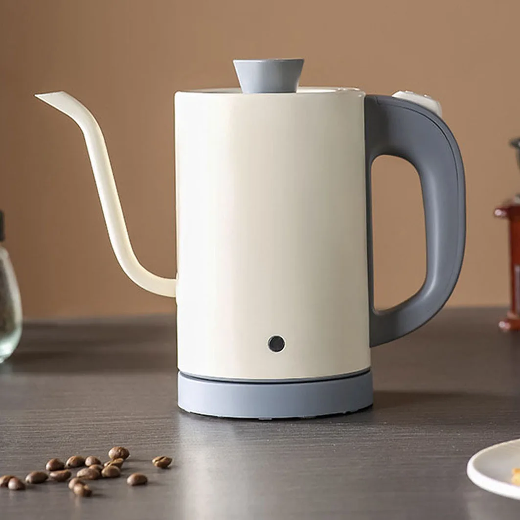 Chaleira elétrica pescoço de ganso 800ml, bule de café manual, pote de aço inoxidável 304, chaleira de água fervente com um clique, chaleira doméstica