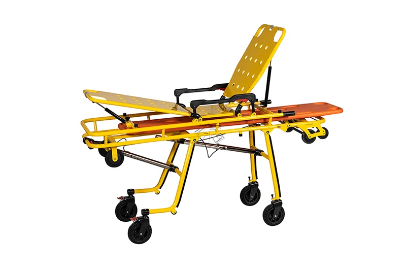 Stainless Steel Ambulance Stretcher with Integrated Spine Board - Corrosion-Resistant for Medical Use