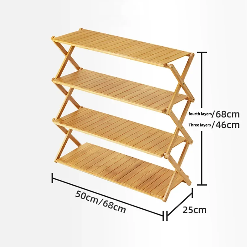 Home Furniture Camping  Bamboo Shelf Rack Foldable Outdoor 3 Plies 4 Plies Folding Storage Rack portable table Flower Rack Shoe