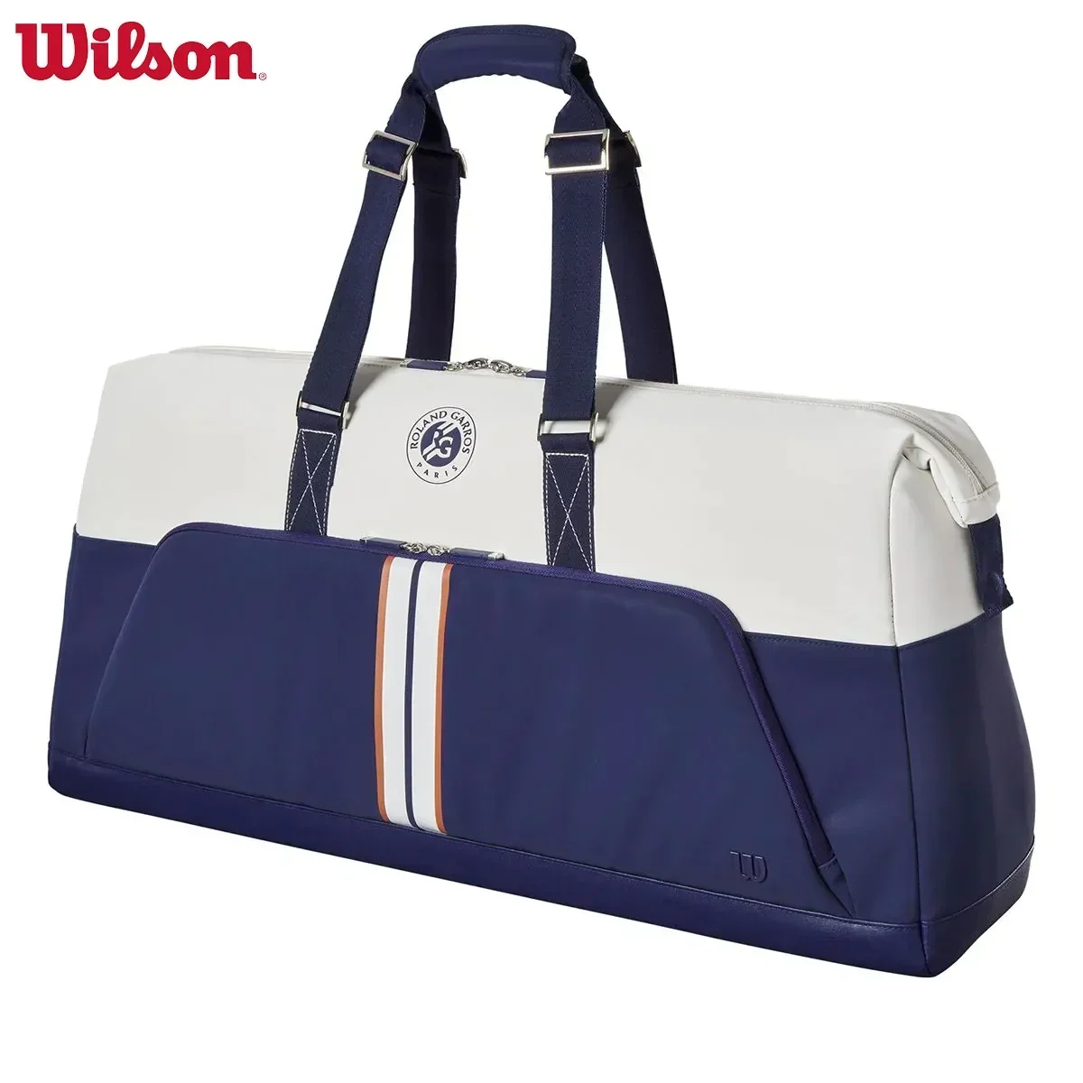 

Wilson 2023 Navy 4-6pcs Tennis Racket Bag Super Tour Nylon Large Tennis Bag for 5 Racquets with Two Compartment