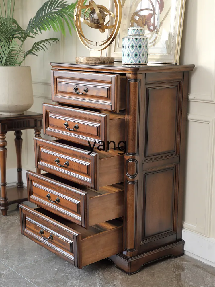 

LH chest of drawers all solid wood retro all floor storage cabinet bedroom locker