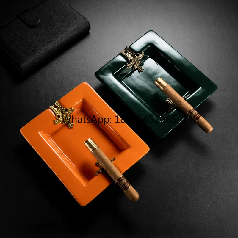 Cigar ashtray retro ceramic living room office dual aperture cigar ashtray