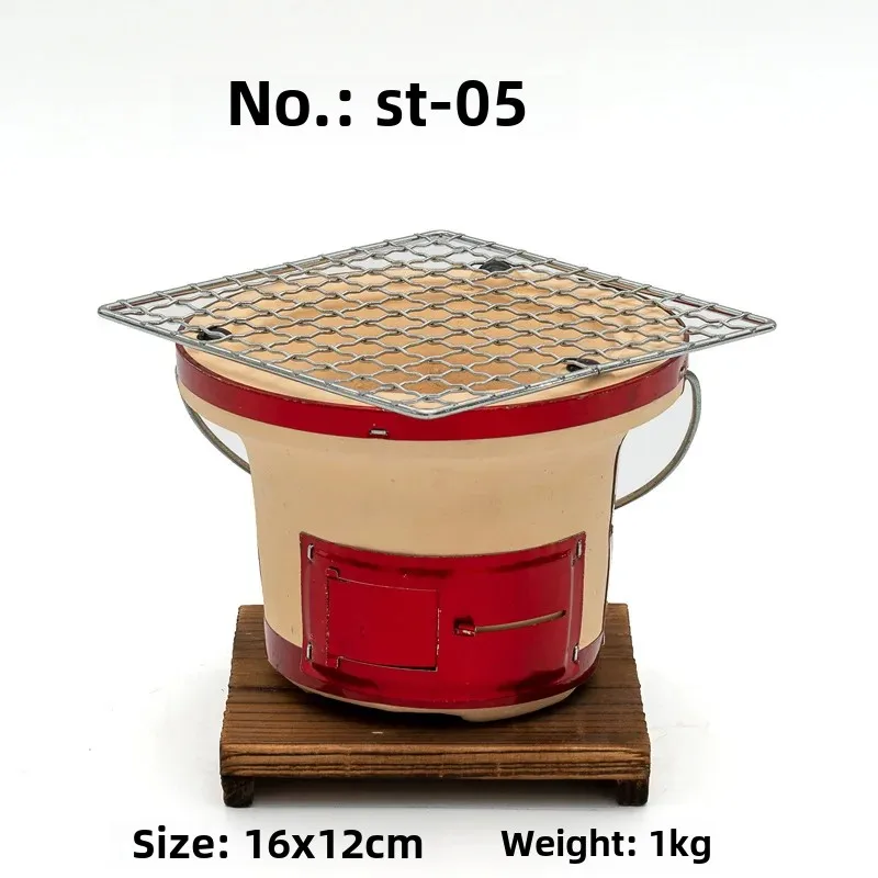 Parrilla de carbón, mesa japonesa para barbacoa hecha a mano con arcilla, ventilación ajustable para barbacoas al aire libre, Camping, viajes, 1-2 personas